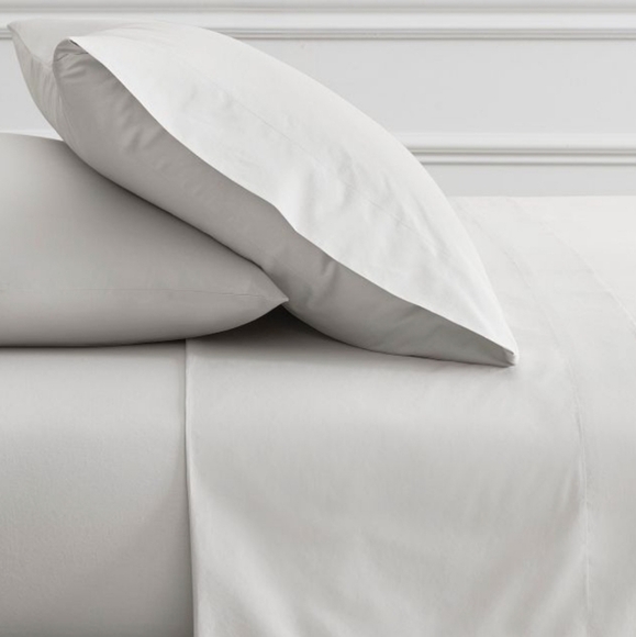 West Elm Organic Washed Cotton Percale Sheet Set, Frost Gray, Retail $129.00US - Picture 1 of 16